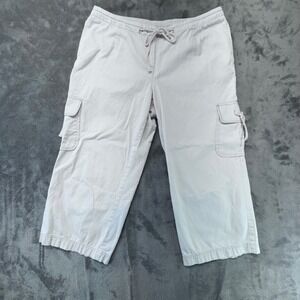 J. Jill Cargo Capri Pants Drawstring‎ Casual Beige Petite Size 10